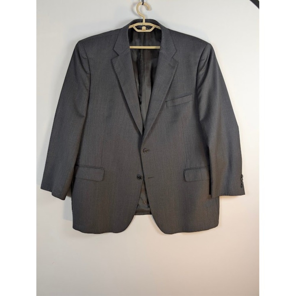 Saks Fifth Avenue Blazer Men 48R Charcoal Grey Ermenegildo Zegna Wool Silk Italy